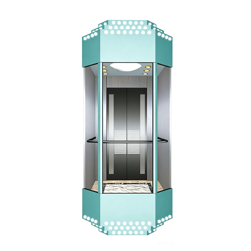 Ottekantet 270 graders halvcirkulær glaselevator med akrylbelysningsdekorationsloft